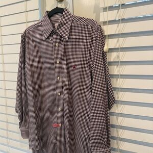 Brooks Brothers Burgundy and White Plaid Shirt